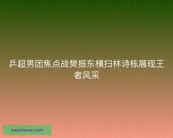 乒超男团焦点战樊振东横扫林诗栋展现王者风采