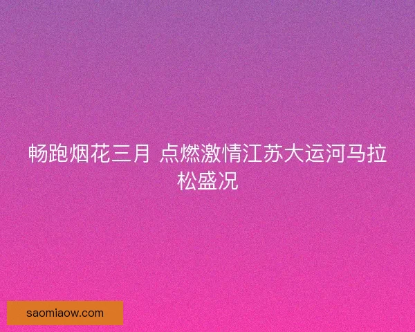 畅跑烟花三月 点燃激情江苏大运河马拉松盛况